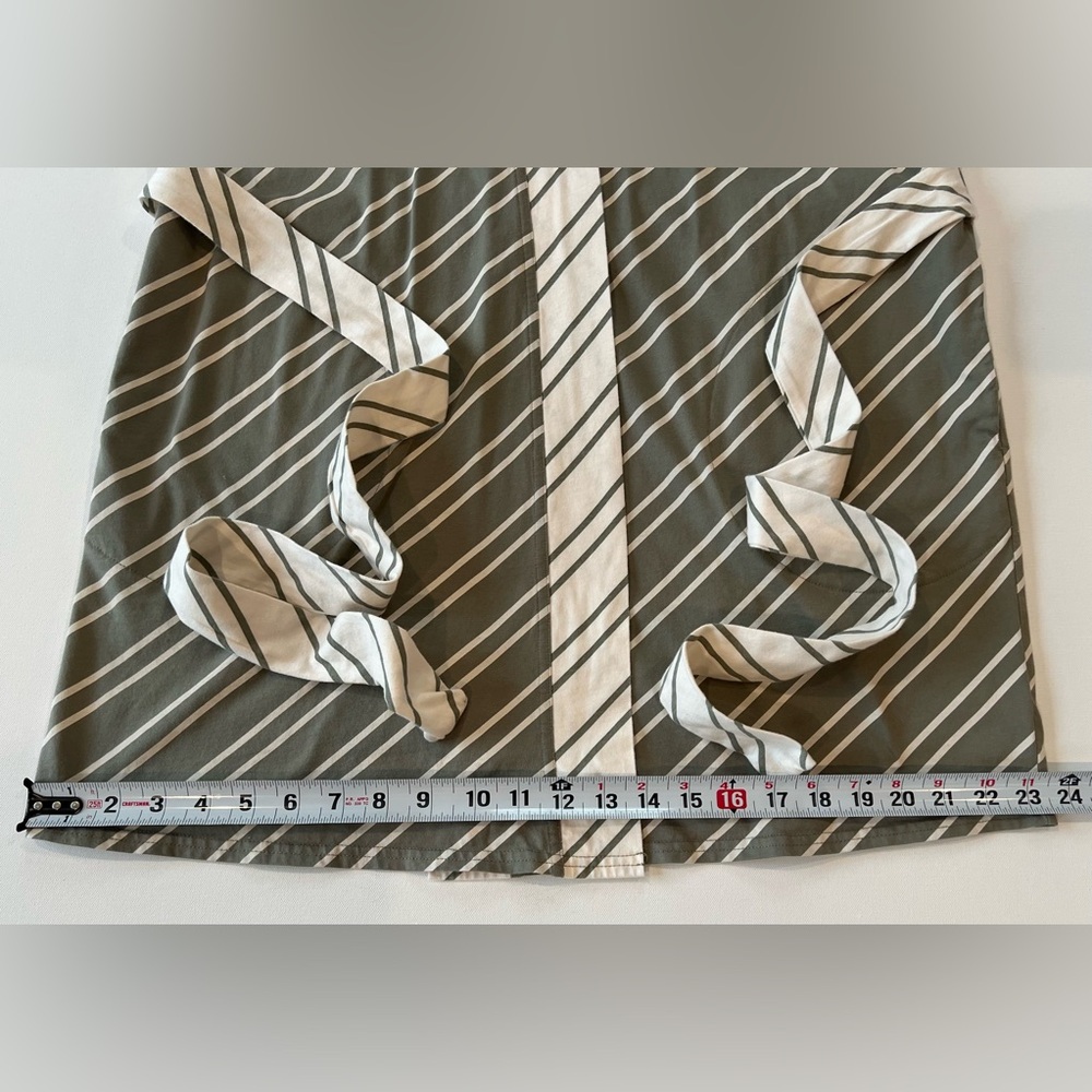 Pact 100% Organic Cotton Olive and Cream Striped Robe 3/4 Sleeve Size XS - Picture 4 of 12